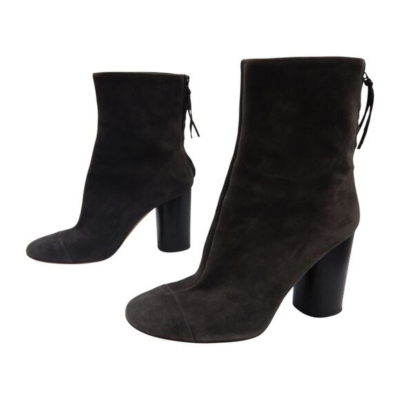Isabel Marant Suede Back Zip Block Heels Ankle Boots Booties Black Size 38 US 8 - Picture 4 of 9